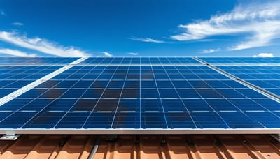 Illustration de panneaux solaires sous un ciel ensoleillé Illustration de panneaux solaires sous un ciel ensoleillé